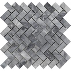 Bardiglio Polished Marble Mosaic Herringbone 1"x2"