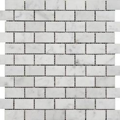 Bianco Carrara Polishe Marble Brick Mosaic 1x2 bcpm0102