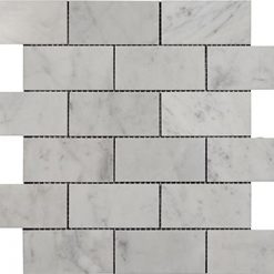 Bianco Carrara Polishe Marble Brick Mosaic 2x4 bcpm0204