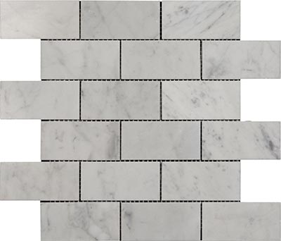 Bianco Carrara Polishe Marble Brick Mosaic 2x4 bcpm0204