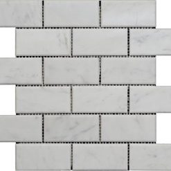 Bianco Carrara Polishe Marble Brick Mosaic 2x4 Big Bevel bcpm0204b