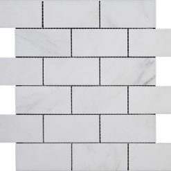 Eastern White Polished Marble Mosaic Brick 2"x4"