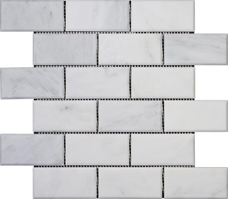 Eastern White Polished Marble Mosaic Brick 2"x4" Big Bevel
