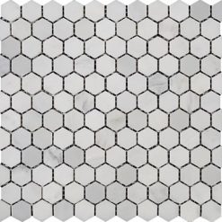 Eastern White Polished Marble Mosaic Hexagon 1"