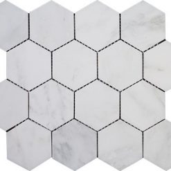 Eastern White Polished Marble Mosaic Hexagon 3"