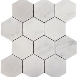 Eastern White Polished Marble Mosaic Hexagon 4"