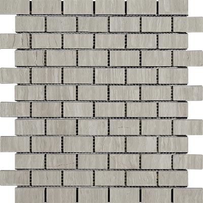 Wooden Gray Polished Marble Mosaic Brick 1"x2"