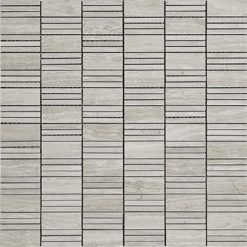 Wooden Gray Polished Marble Mosaic Strips